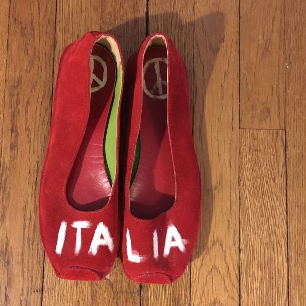 Custom Red Suede Ballerina Flats